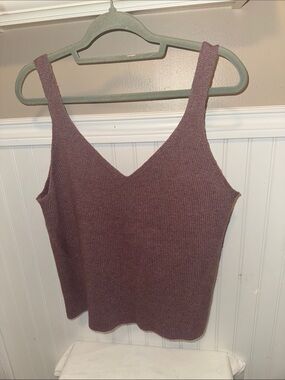 Old Navy Mauve Ribbed V-Neck Knit Tank